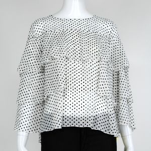 WhoWhatWear tiered polkadot chiffon top